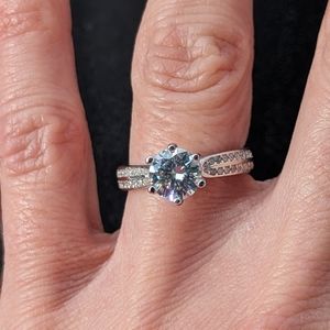 1CT Genuine Moissanite Ring, 18k Gold Plated 925 Sterling Silver -Size 5